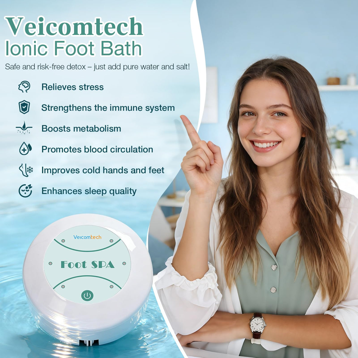 Portable Ionic Detox Foot Bath Machine with 30-Minute Timer