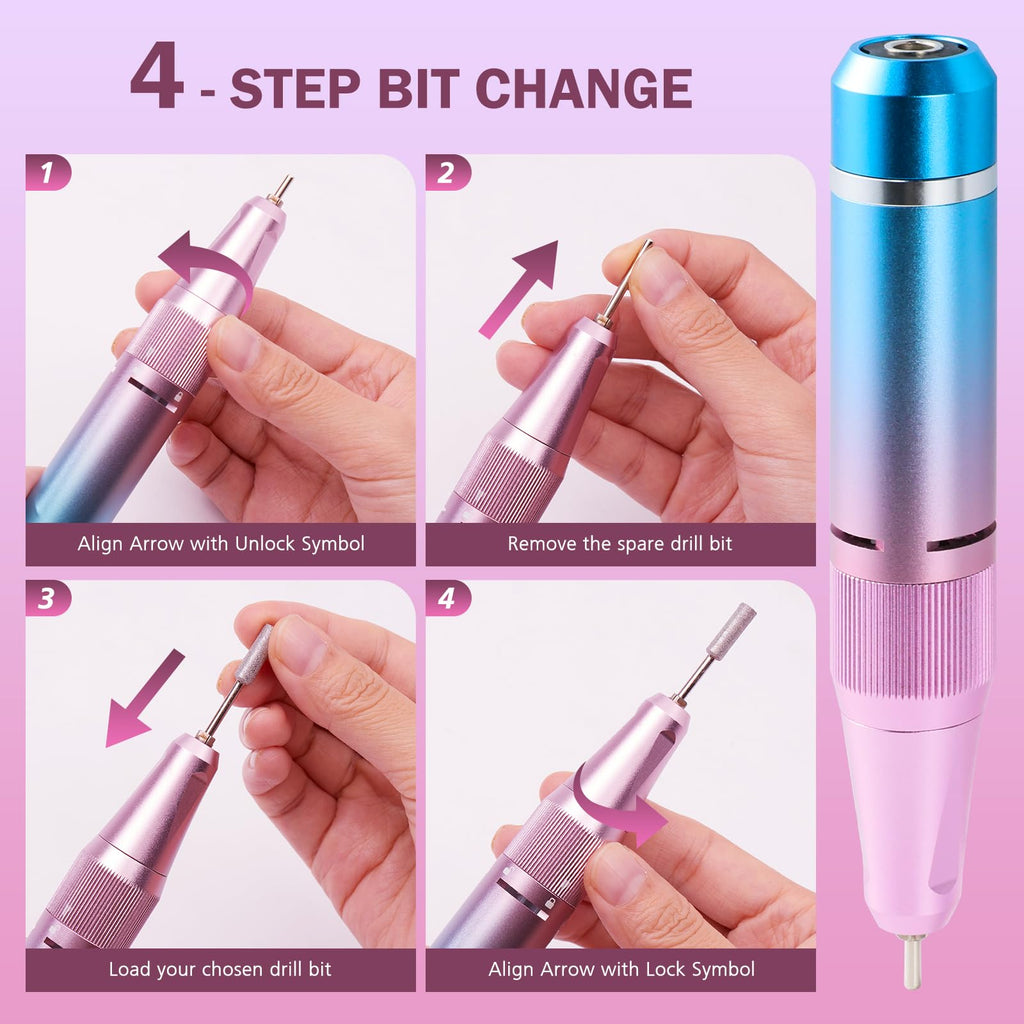 Professional Cordless Nail Drill Kit, 40000 RPM Electric Nail File