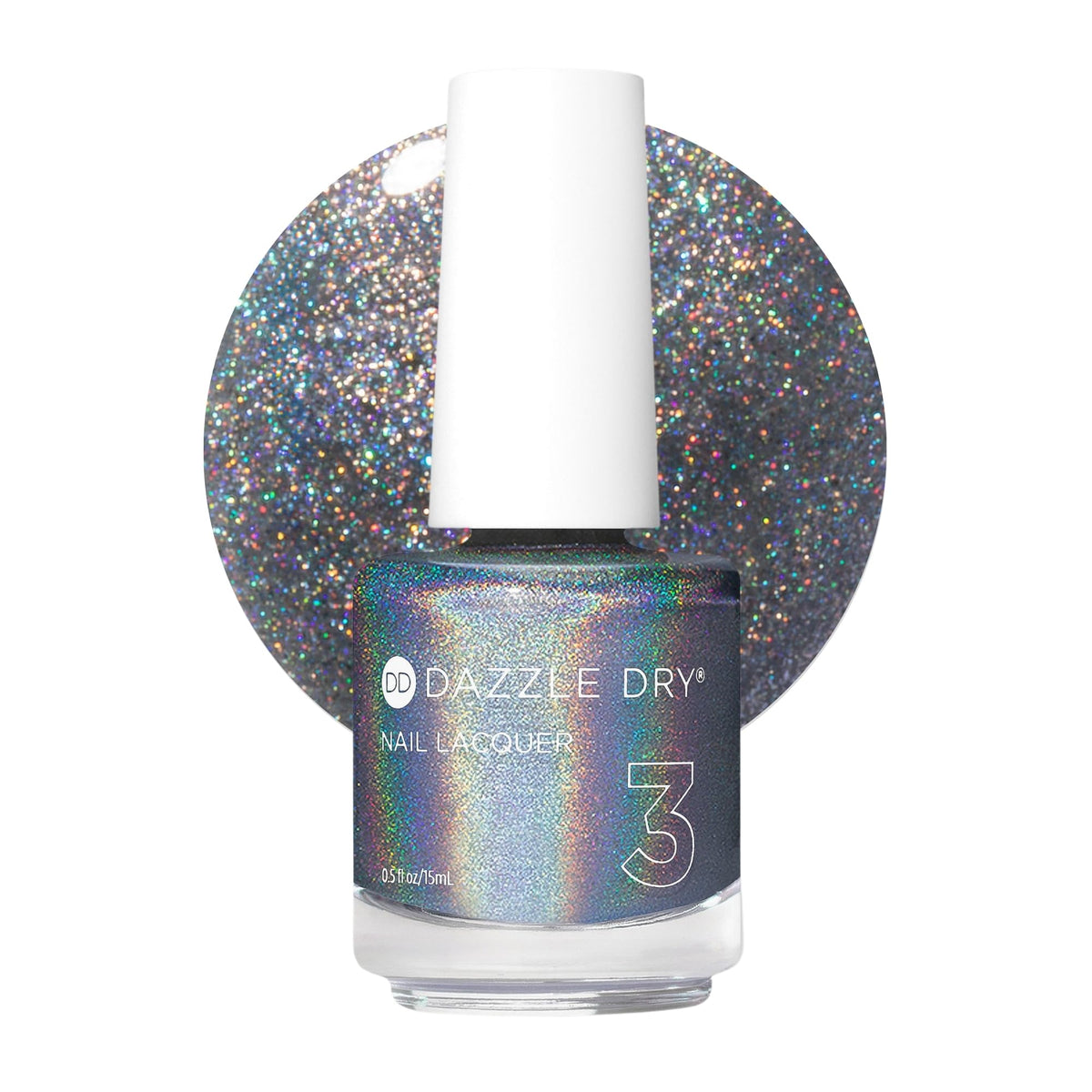 Dazzle Dry Nail Lacquer Step 3 – Disco Queen Silver Holographic, 0.5 fl oz