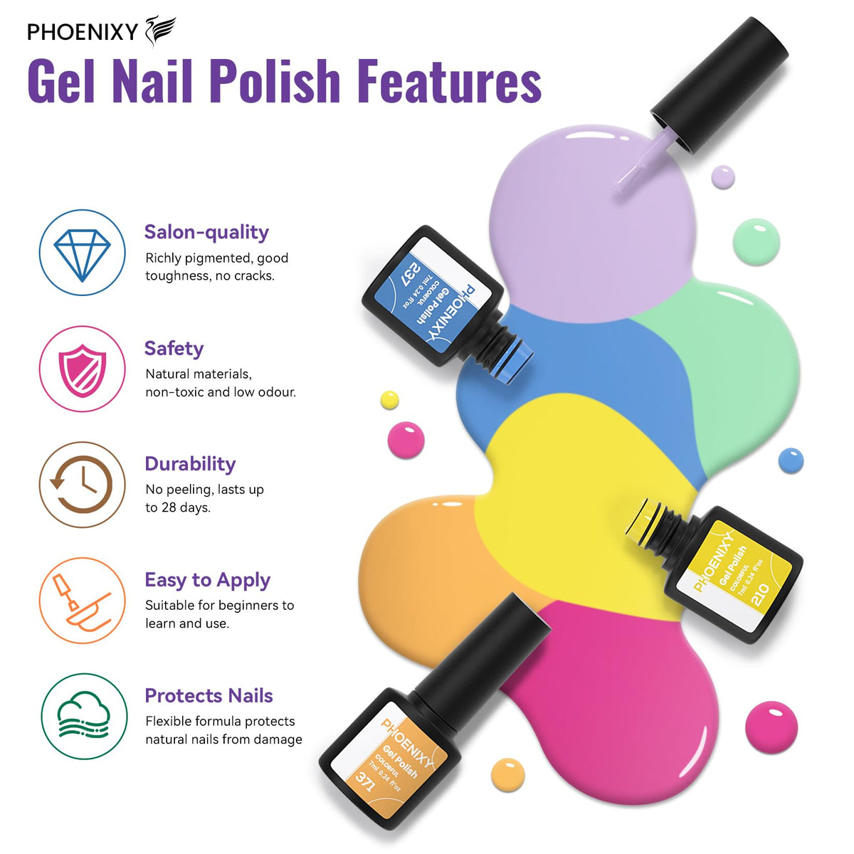 PHOENIXY Gel Nail Polish Manicure Kit with UV LED Lamp and Nail Drill