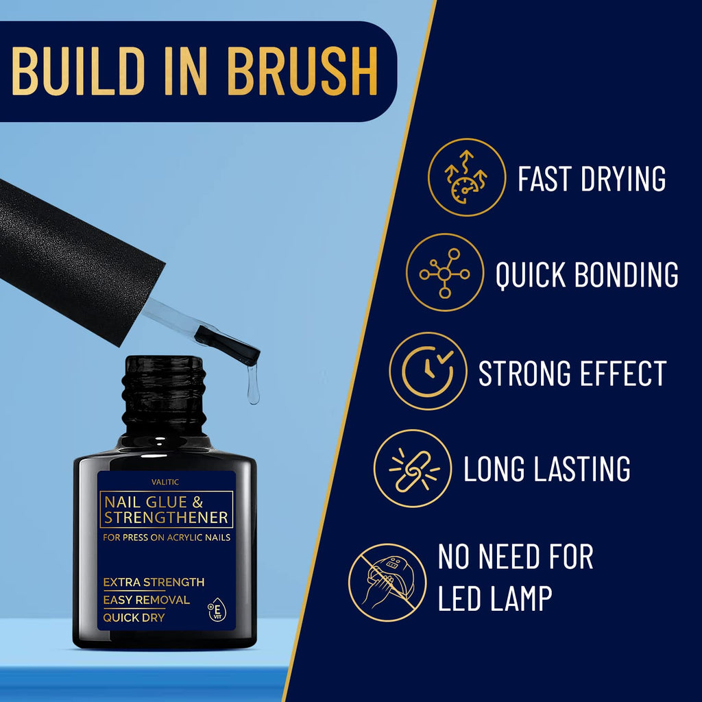 Valitic Nail Glue and Strengthener for Acrylic and Press-On Nails