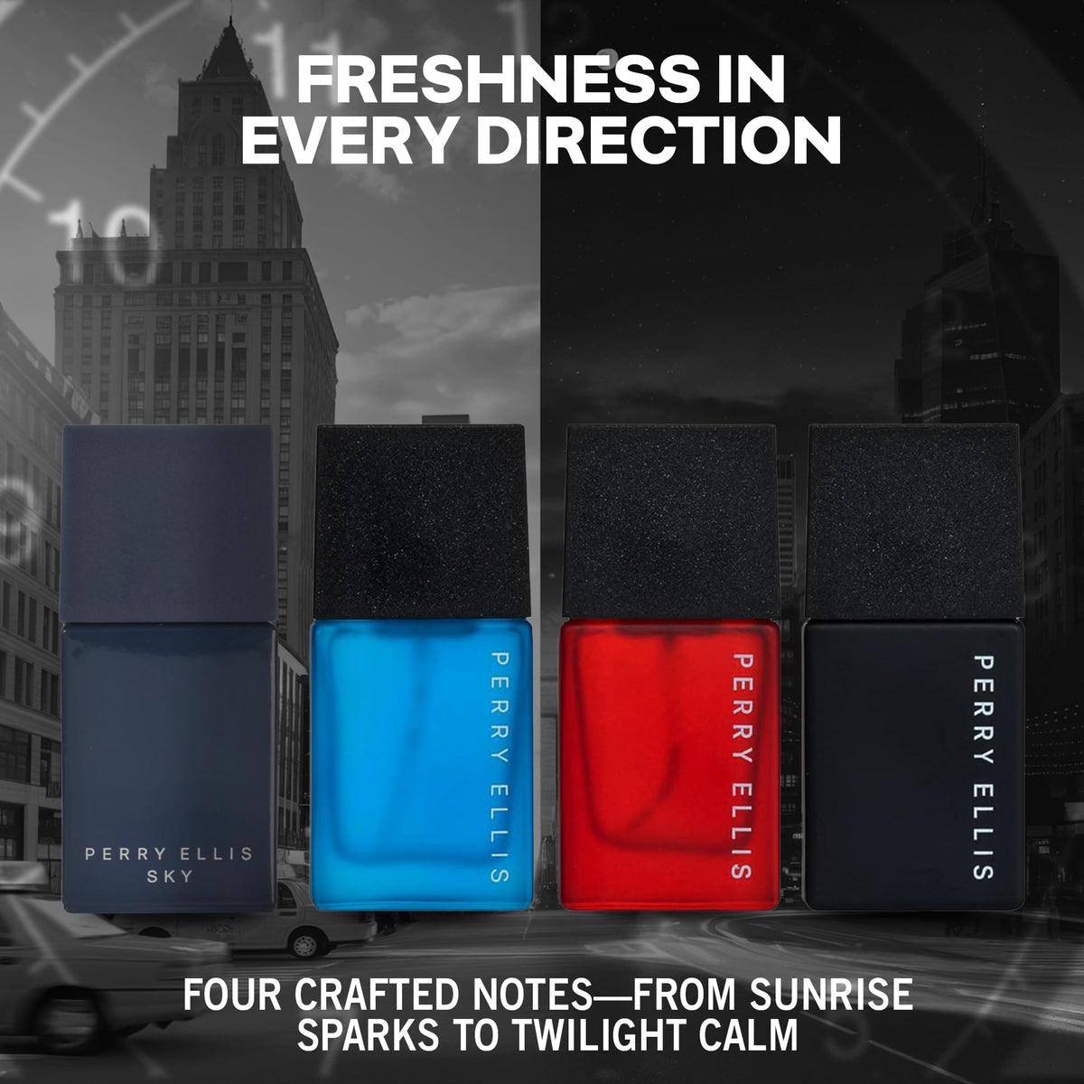 Perry Ellis Men's 4-Piece Mini Cologne Set, Travel Size EDT Sampler