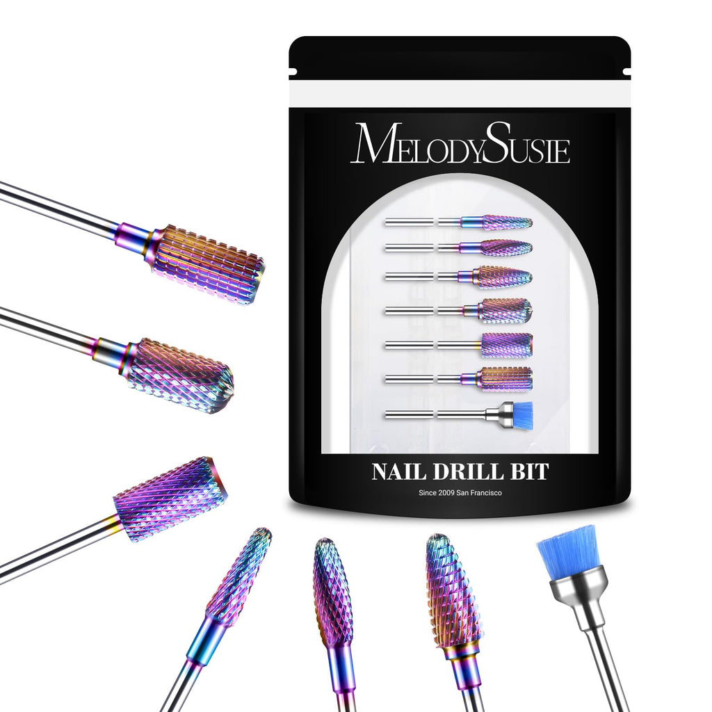 MelodySusie 7-Piece Nail Drill Bits Set, 3/32-Inch