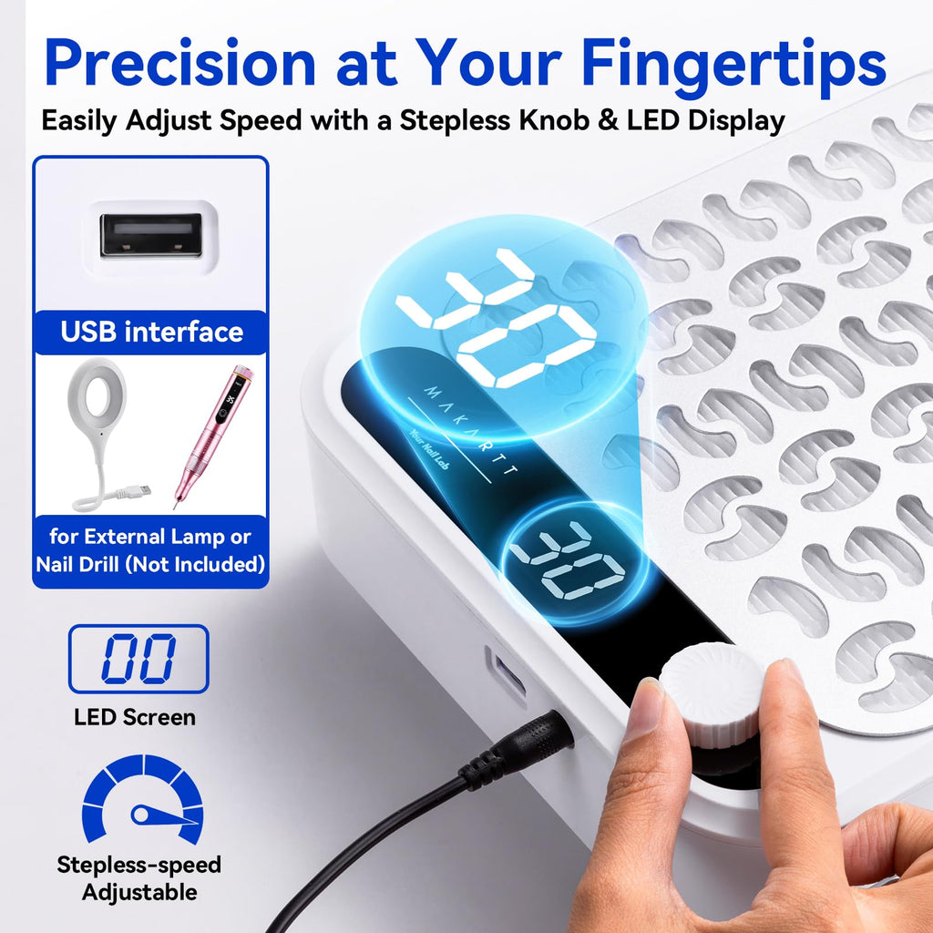 Makartt Nail Dust Collector with Adjustable Speed and Reusable Filter