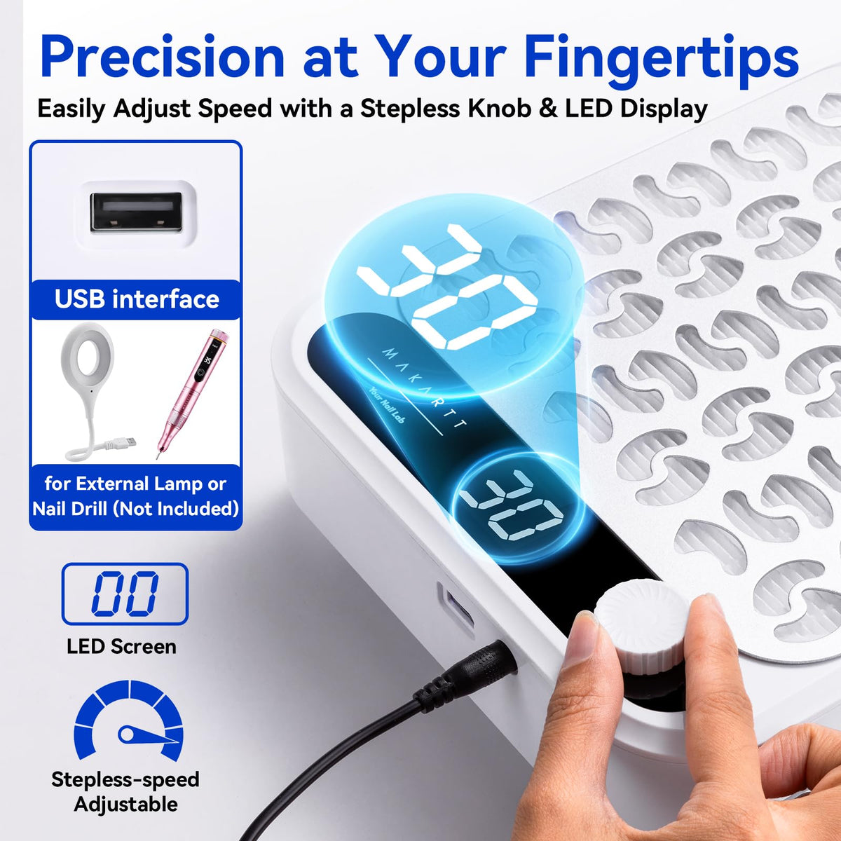 Makartt Nail Dust Collector with Adjustable Speed and Reusable Filter