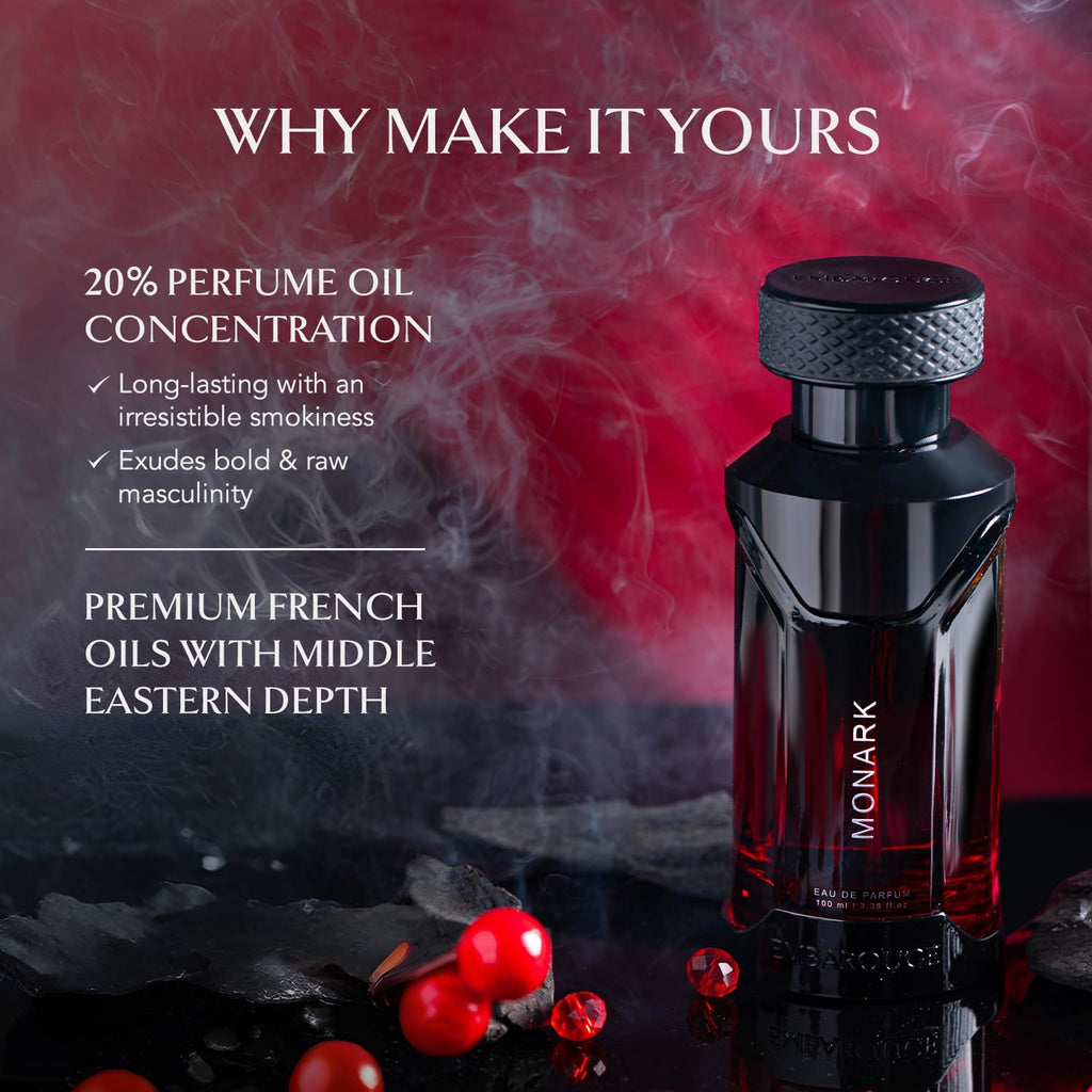 EMBAROUGE Monark Eau de Parfum, Woody Spicy Smoky Fragrance for Men