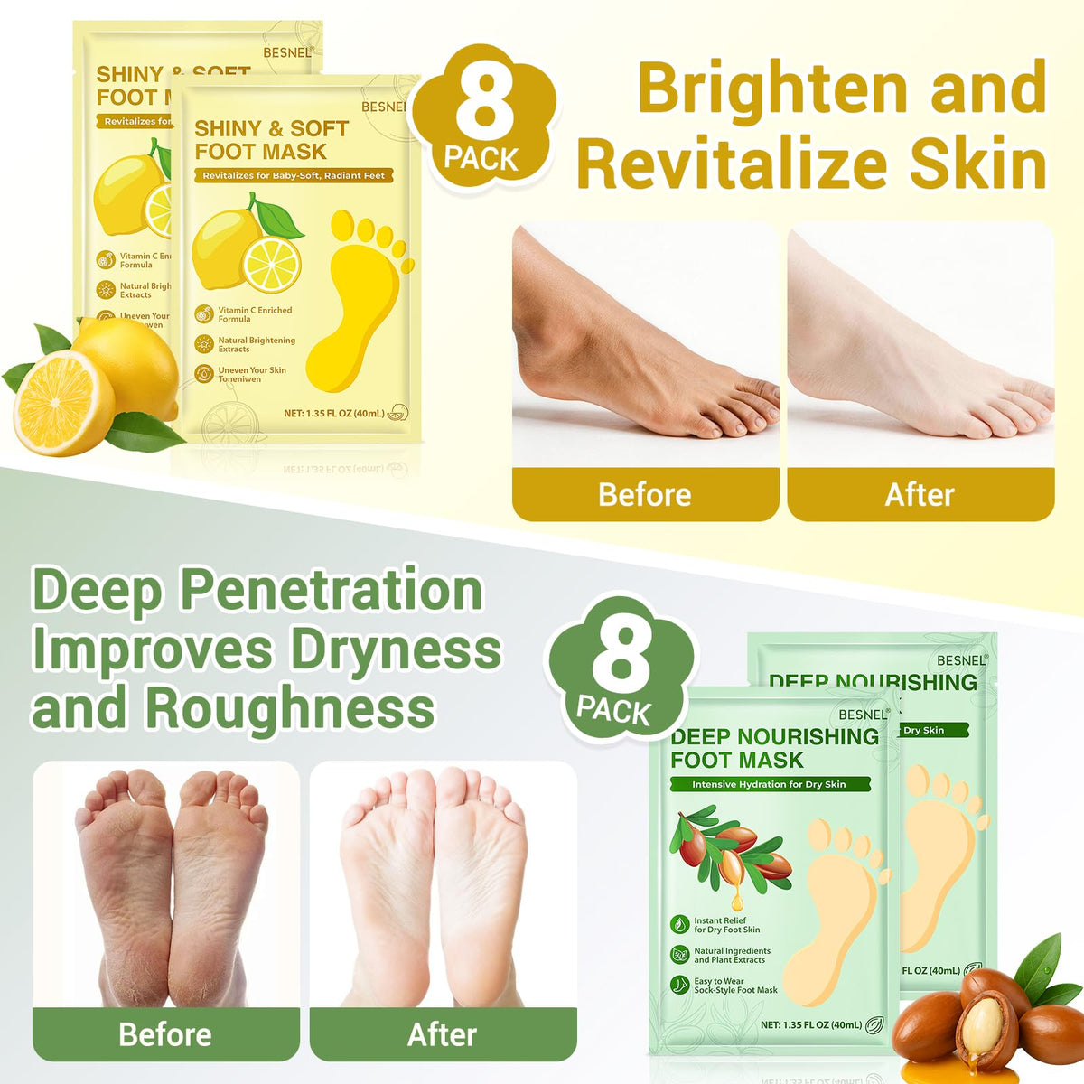 Moisturizing and Exfoliating Foot Care Masks for Dry, Rough Feet