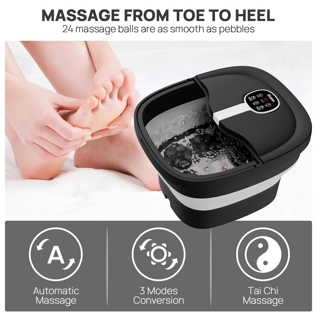 HOSPAN Collapsible Electric Foot Spa with Heat, Bubbles, Massage and Remote