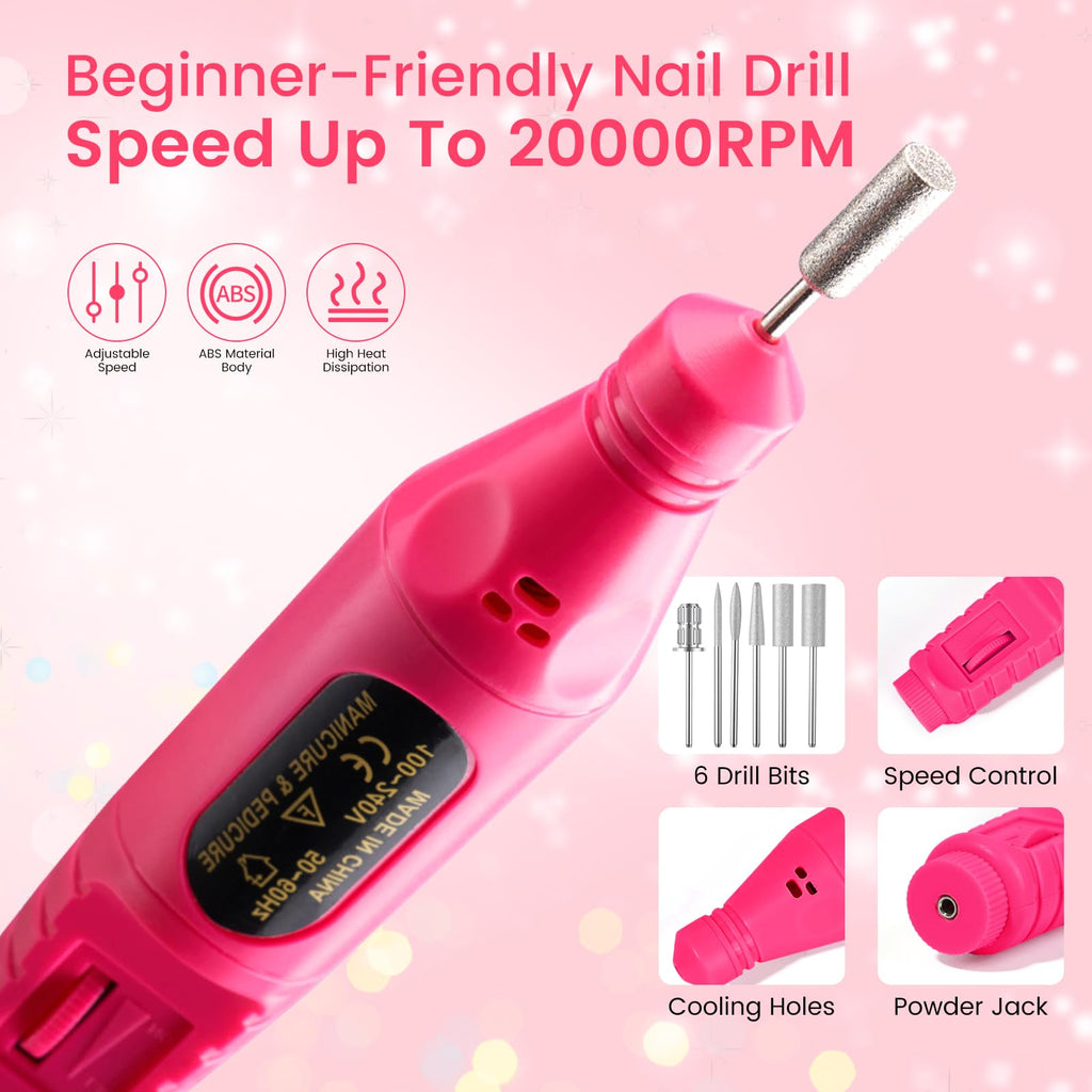 Acrylic Nail Kit for Beginners with Acrylic Powder, EMA Monomer, Drill & UV Lamp