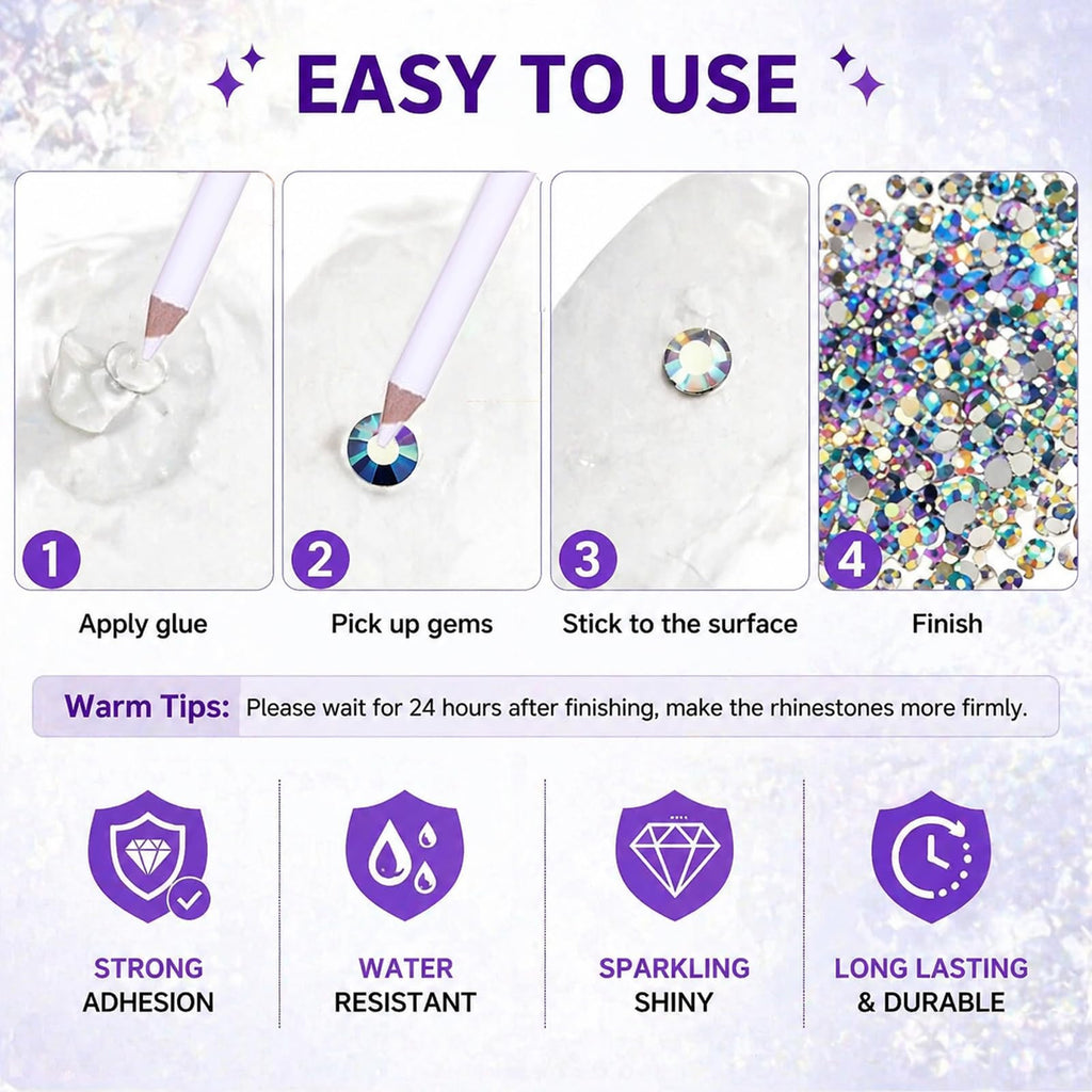 3mm Flatback Jelly Resin Rhinestones Bedazzling Kit, 40 Colors