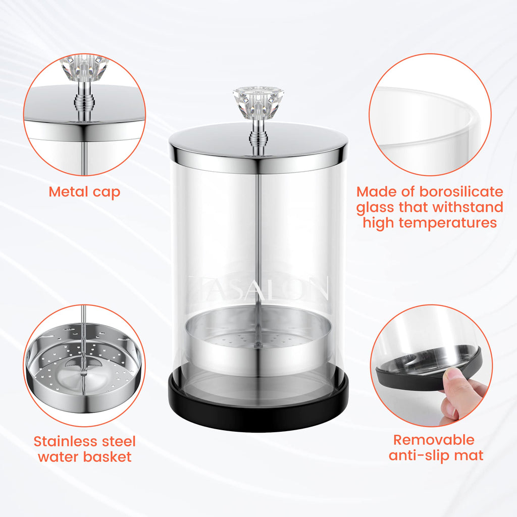 TASALON Disinfectant Jar with Removable Basket, Glass Body and Stainless Cap