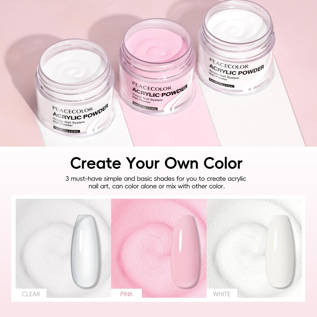 Acrylic Nail Kit for DIY Nail Art, Beginner-Friendly Color Collection