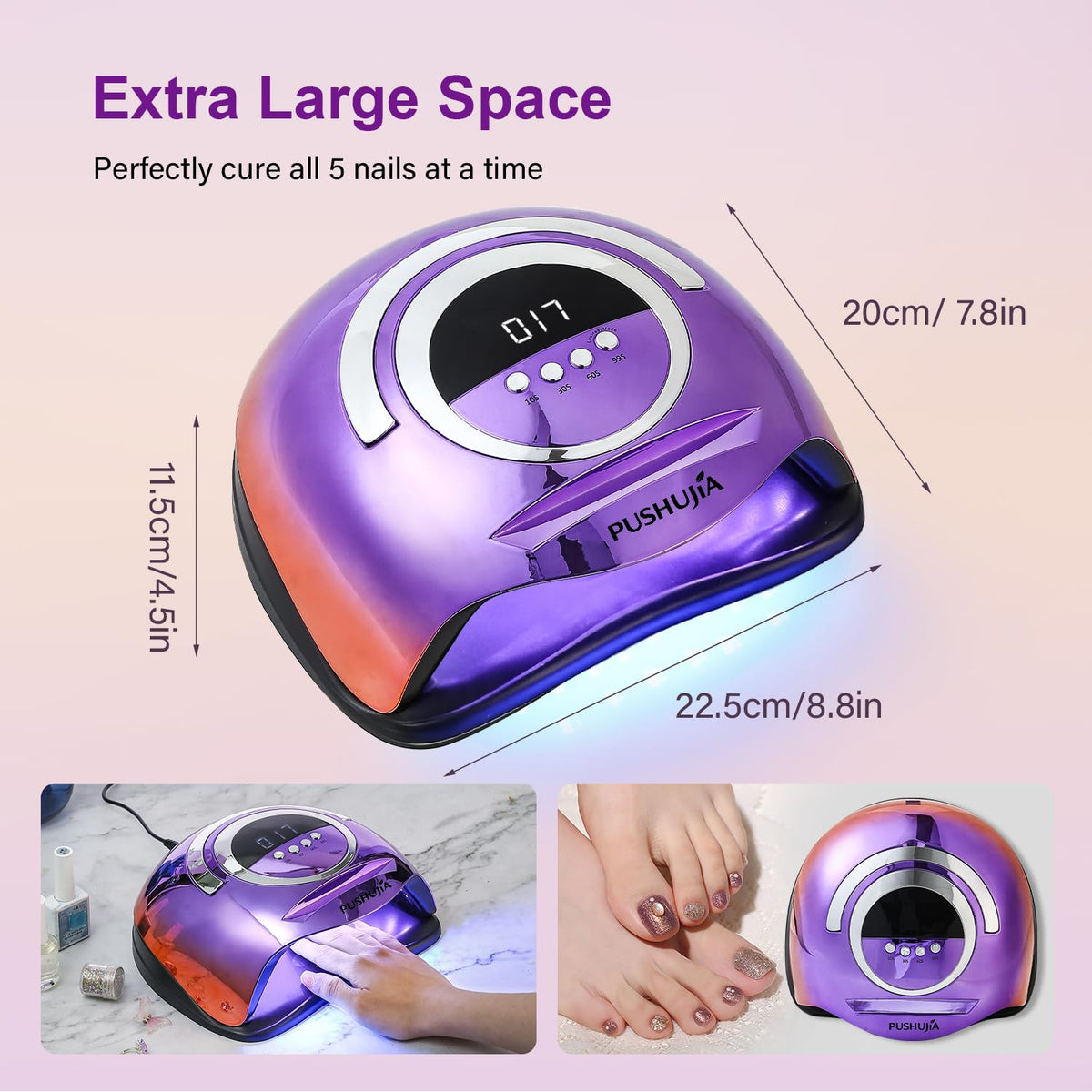 300W Professional Nail Lamp with 72 LEDs, Motion Sensor and 4 Timers