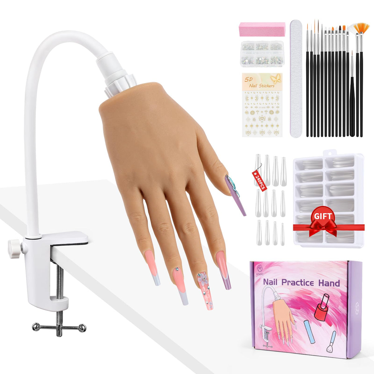 Beginners Practice Hand for Acrylic Nails - Realistic Silicone Mannequin