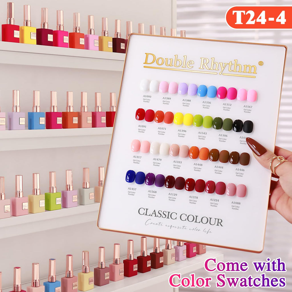 Double Rhythm 28-Piece Gel Nail Polish Set with Base, Top & Building Gels