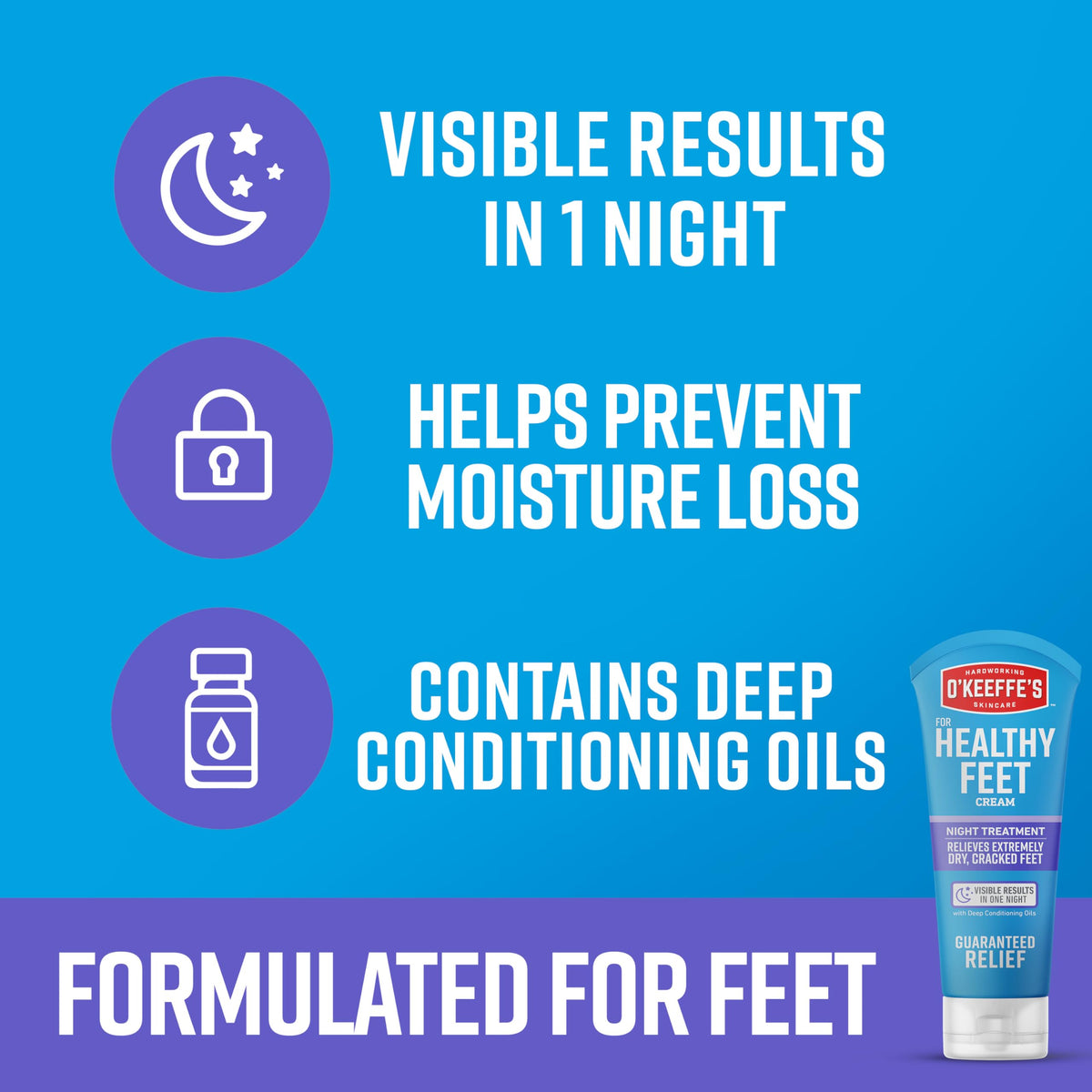 O'Keeffe's Night Treatment Combo Pack for Dry Hands, Feet & Lips