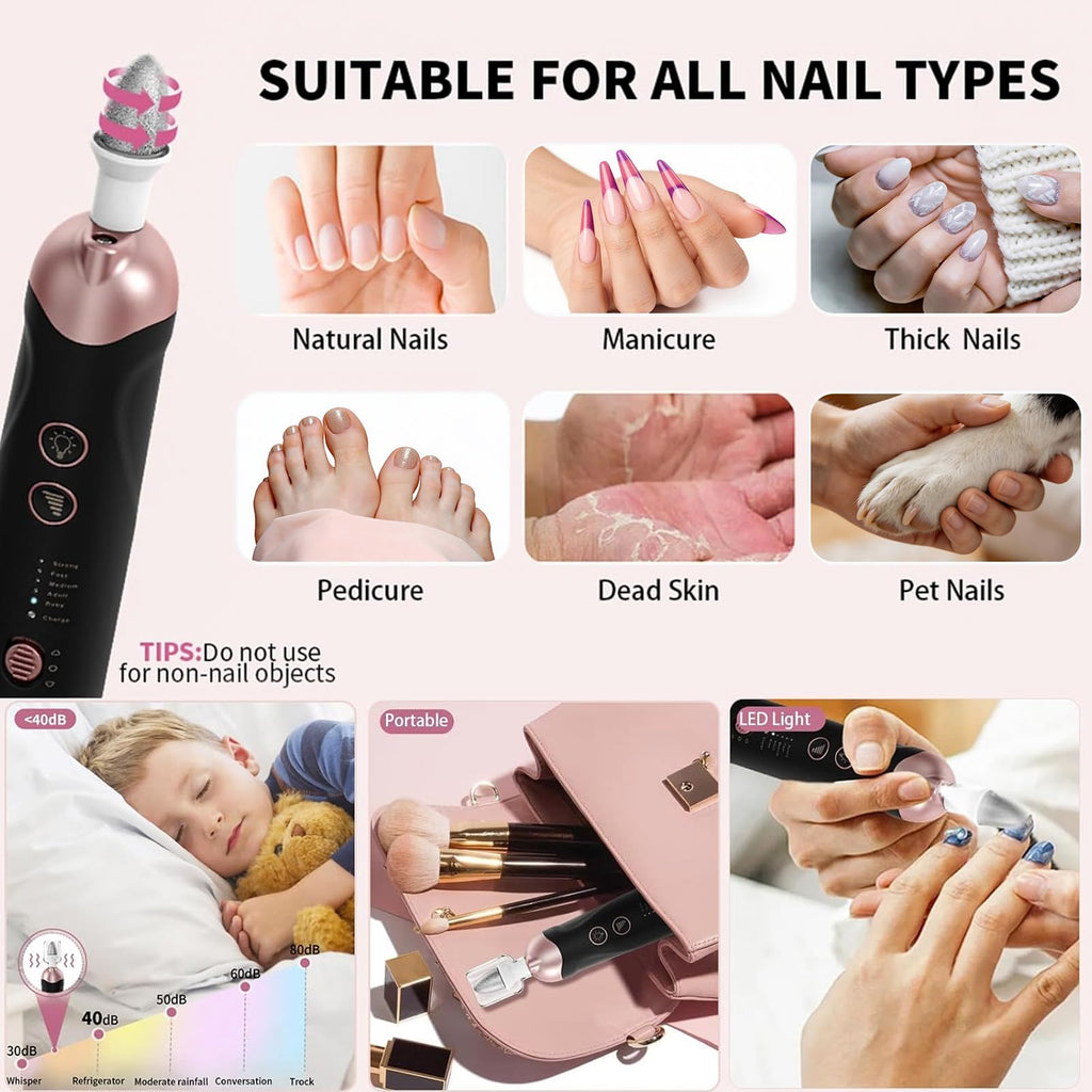Hoxida Rechargeable Electric Nail Drill Kit for Manicure and Pedicure