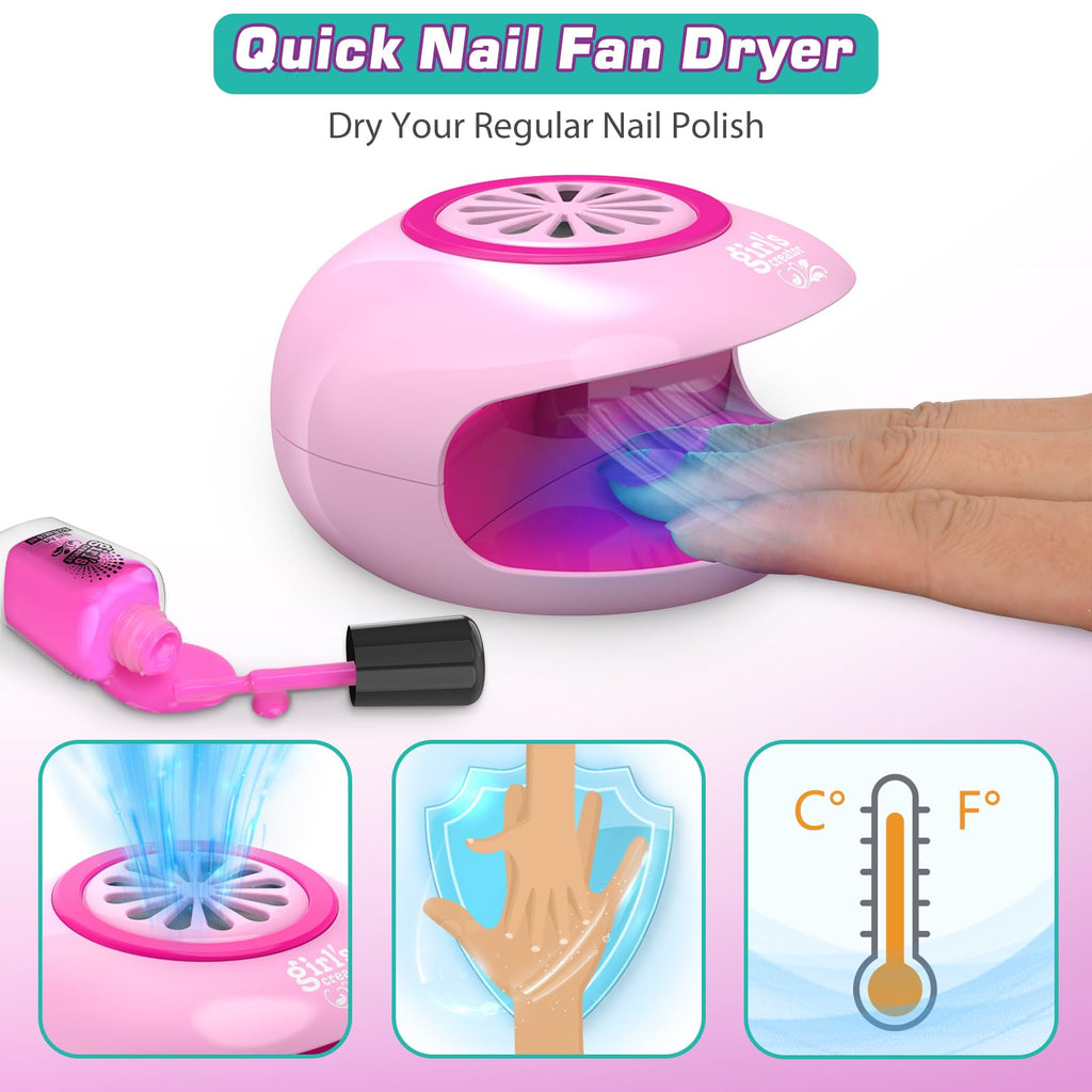 Amagoing Kids Nail Art Studio Kit with Peelable Polish and Nail Dryer