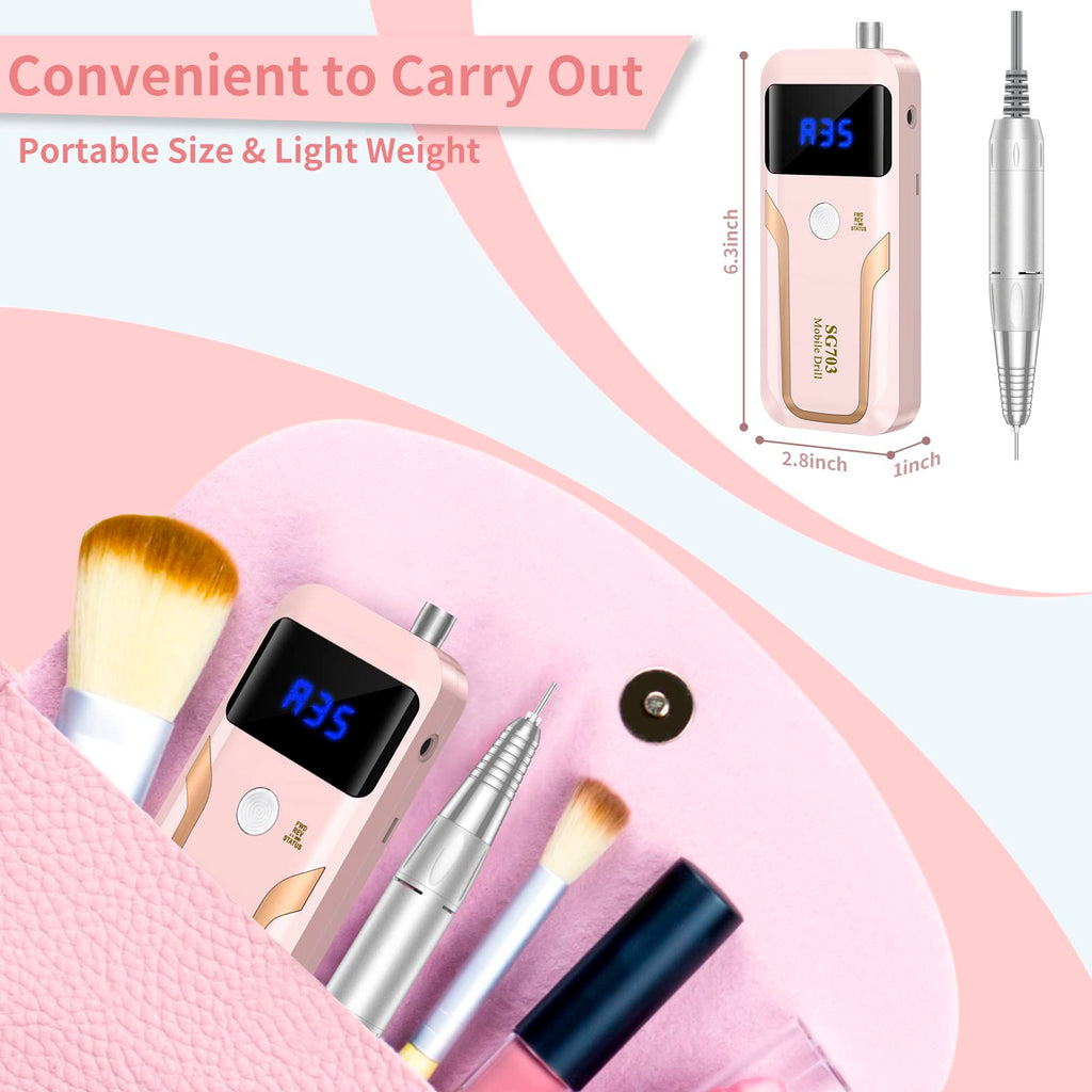 MOCOWIND Portable Nail Drill, Rechargeable Electric Nail File, 35000 RPM