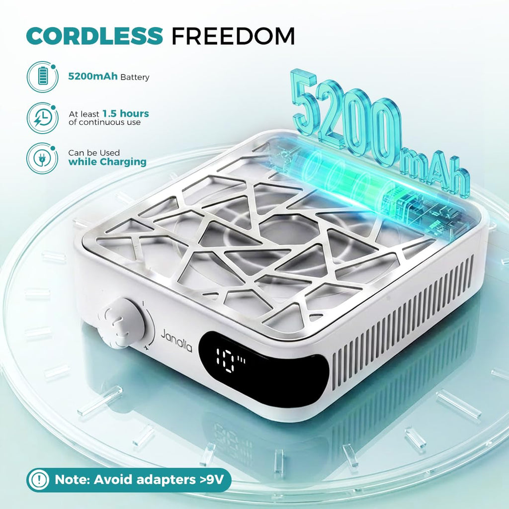 Janolia Cordless Nail Dust Collector, 6000RPM 10-Speed Vacuum