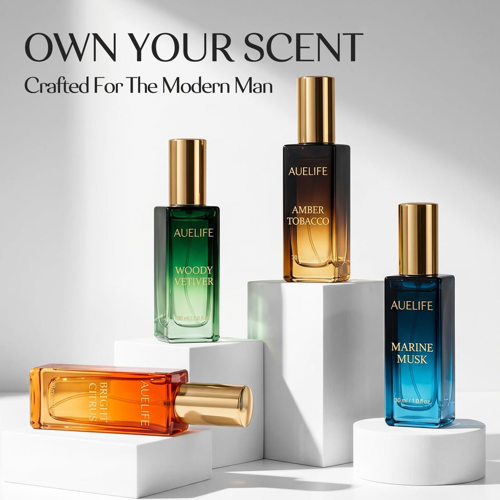 Auelife Men's Perfume Gift Set, 4 x 30mL Alcohol-Free Cologne