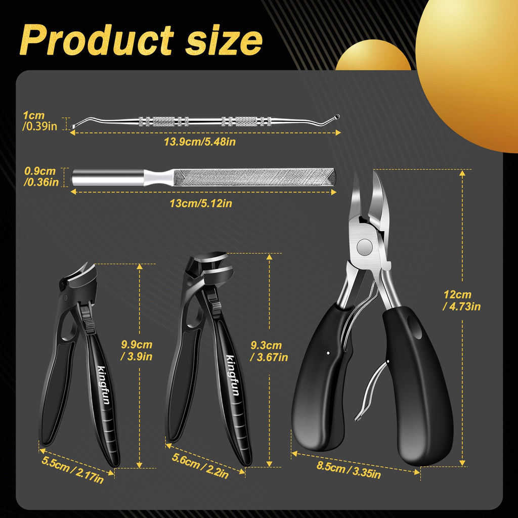 Kingfun Toenail Clipper Set for Seniors, Thick and Ingrown Toenails
