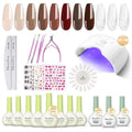 MelodySusie Gel Nail Kit with Cordless UV LED Lamp, Base, Top & Builder Gel