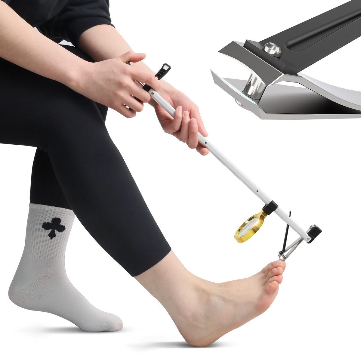 DEPSUNNY Foldable Long-Handled Toenail Clipper with Adjustable Magnifier