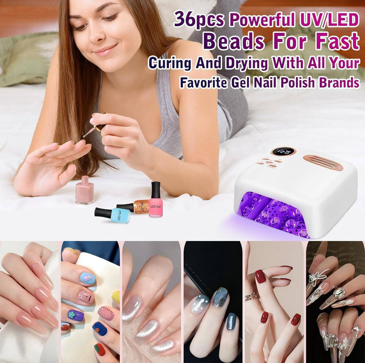 72W Rechargeable UV LED Nail Lamp for Gel Polish