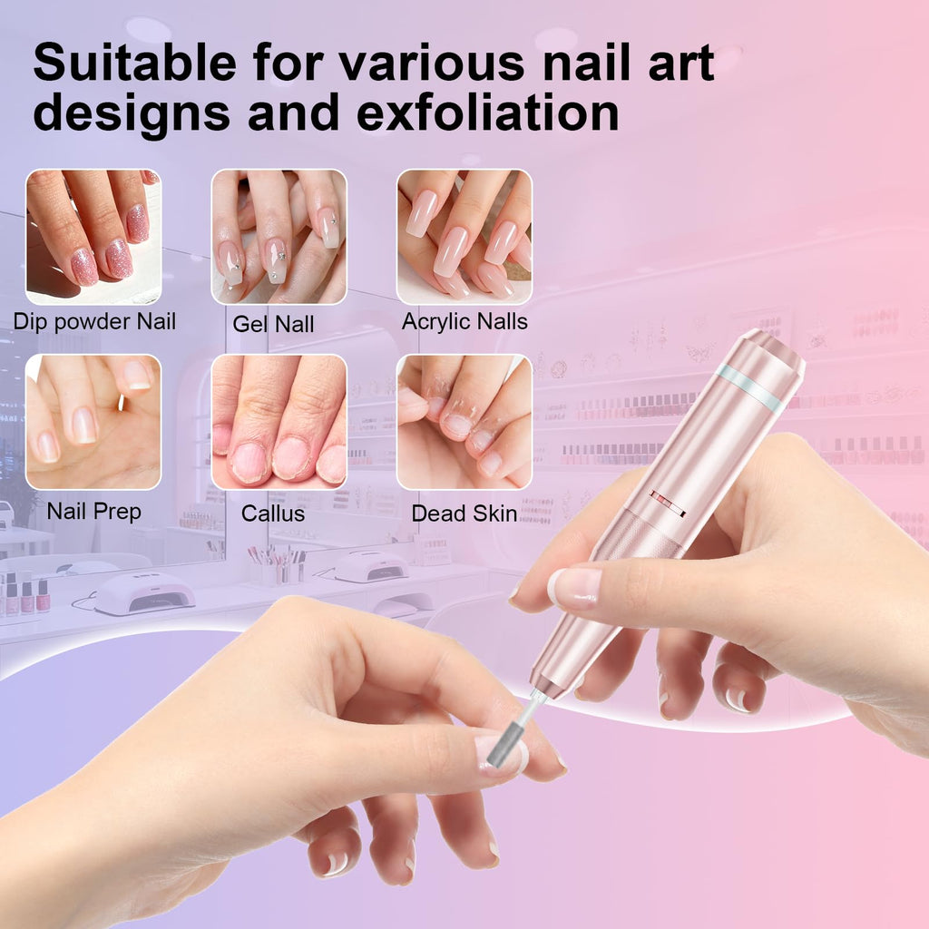 Professional Rechargeable Electric Nail Drill Kit, 40,000 RPM