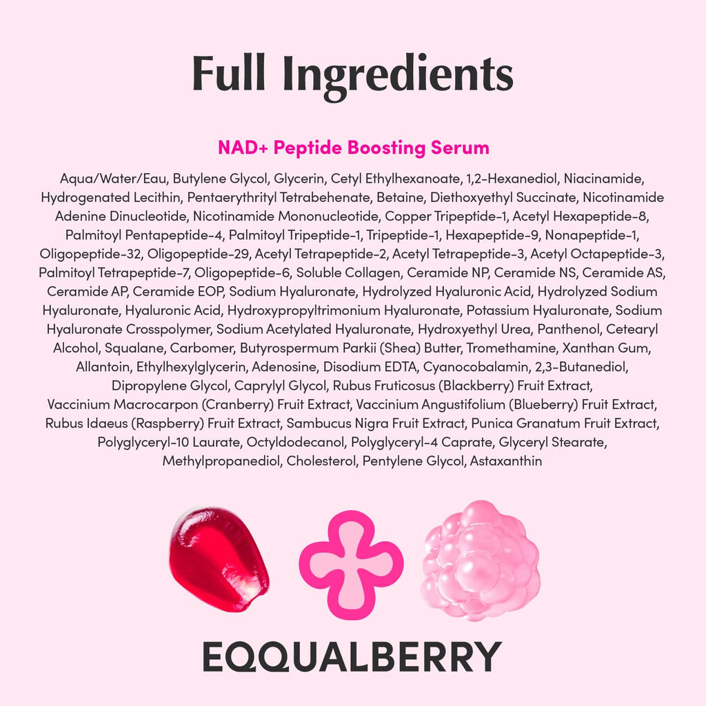 EQQUALBERRY NAD+ Peptide Boosting Serum with Niacinamide and Vegan Collagen