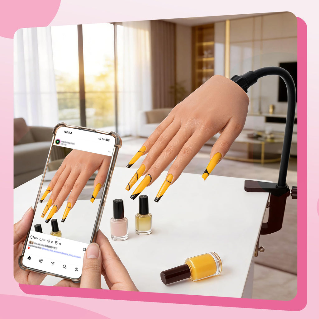 Realistic Silicone Practice Hand for Acrylic and Gel Nail Training Kit