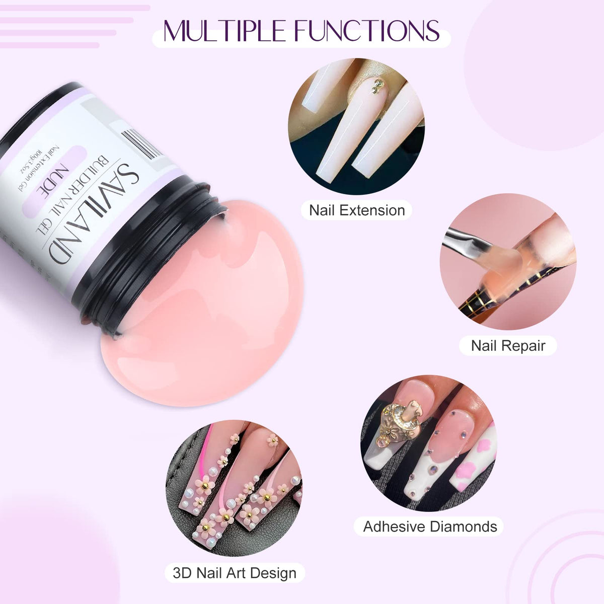 SAVILAND Builder Nail Gel for Nail Extensions and Strengthening, 100 g