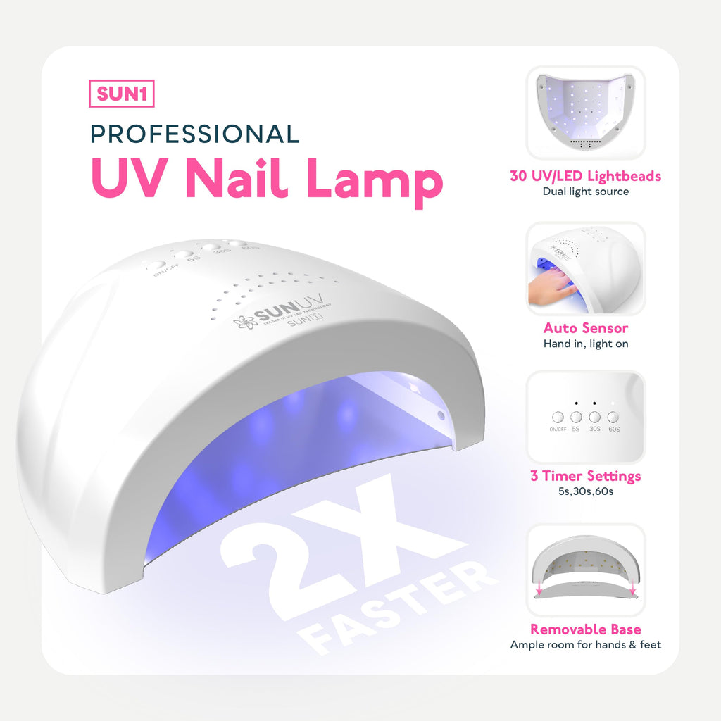 SUNUV Gel Nail Polish Kit with UV/LED Lamp, Base & Top Coat, Nail Tools