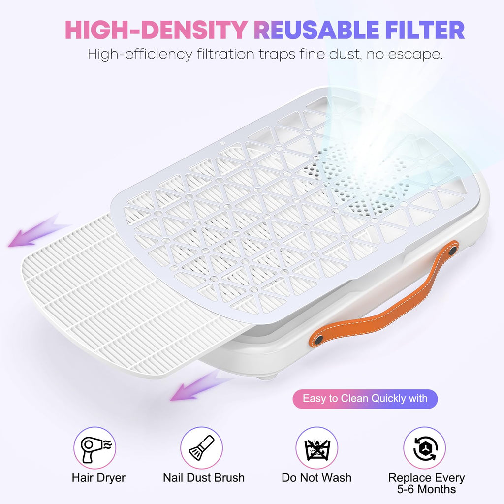 AURELLE Nail Dust Collector with 3 Suction Modes and Reusable Filter