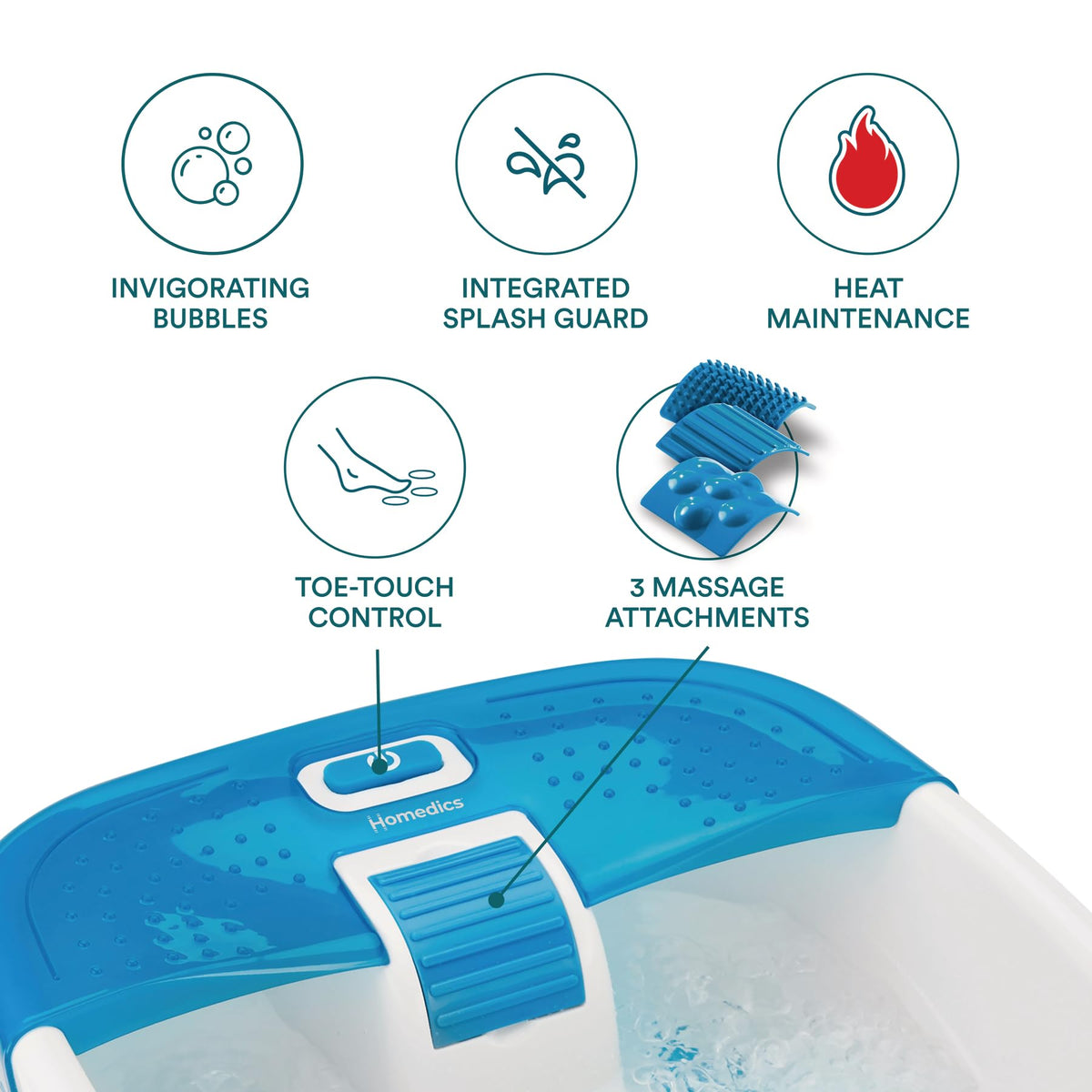 HoMedics Bubble Bliss Deluxe Foot Spa with Heat Maintenance and Bubble Massage