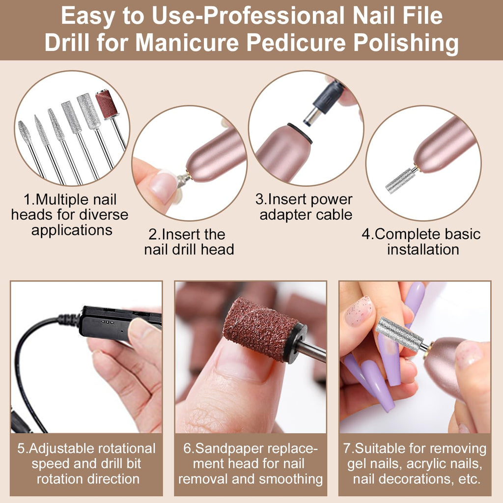 Acrylic Nail Kit Starter Set with Nail Drill, UV Lamp and Nail Art Tools