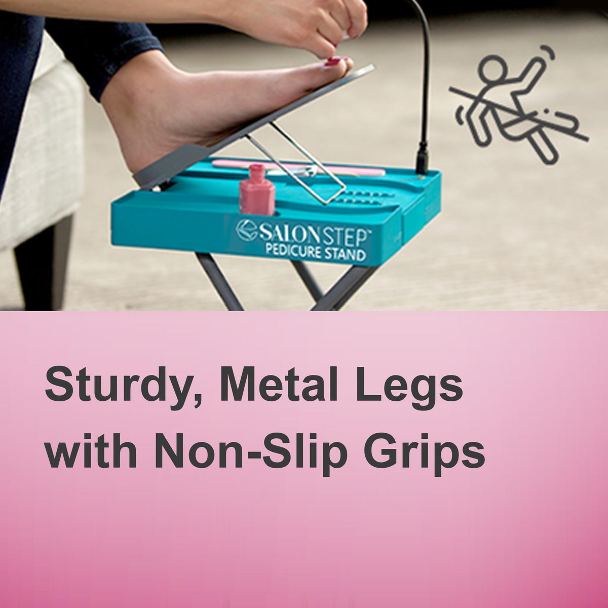 Beauty Footrest with LED Magnifier, Drying Fan and Storage