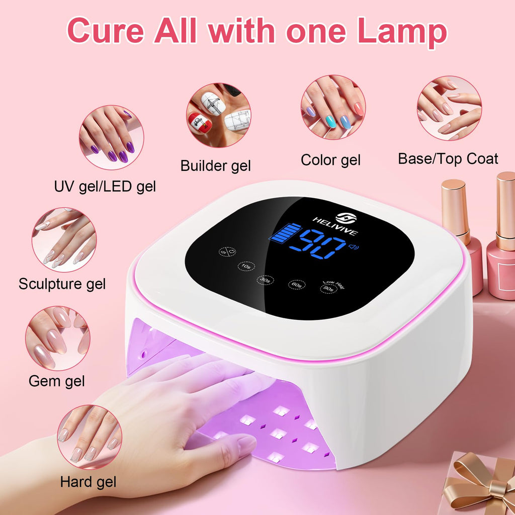 Cordless 80W UV LED Nail Lamp, Rechargeable Gel Nail Dryer
