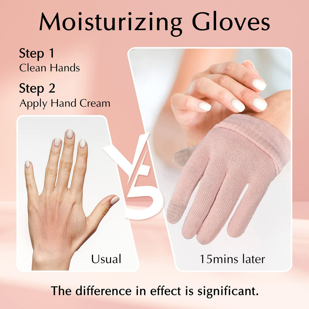 Evridwear Moisturizing Cotton Gloves, 6 Pairs, Pink