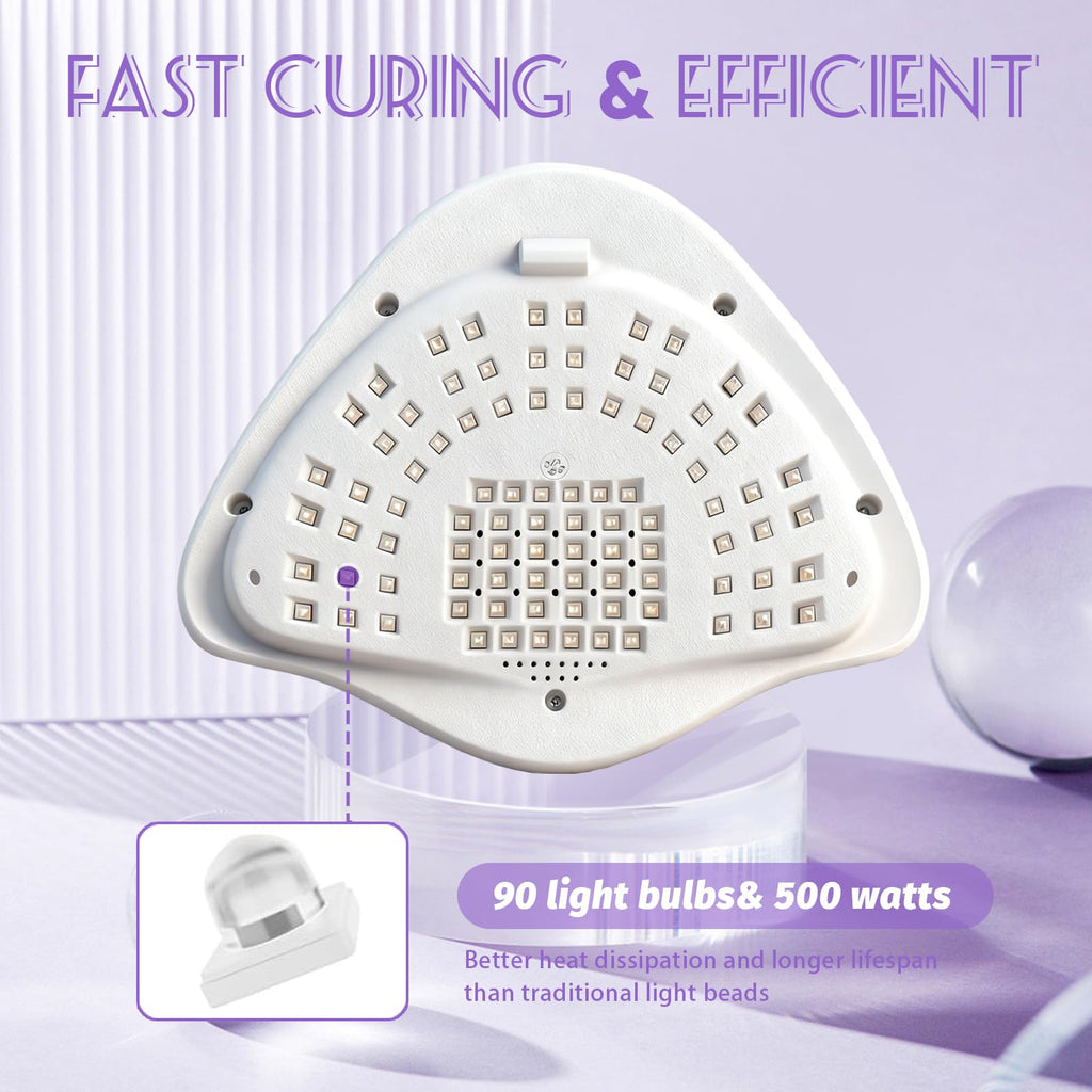 500W UV LED Nail Lamp, 90-LED Gel Nail Dryer with LCD Display