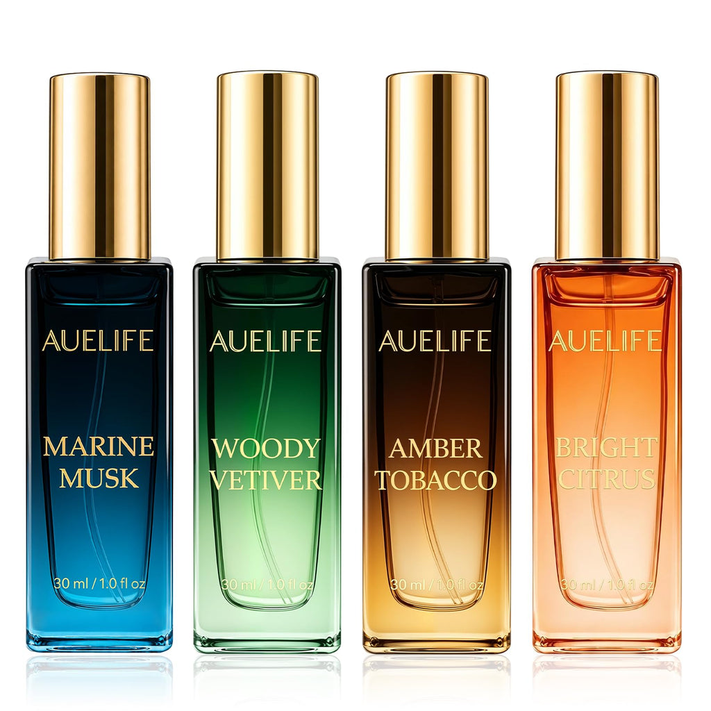 Auelife Men's Perfume Gift Set, 4 x 30mL Alcohol-Free Cologne