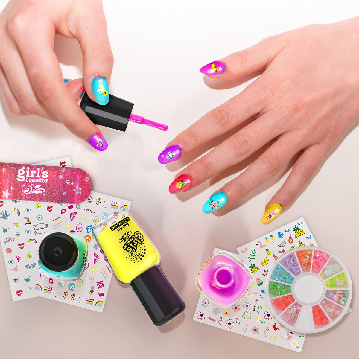 Amagoing Kids Nail Art Studio Kit with Peelable Polish and Nail Dryer