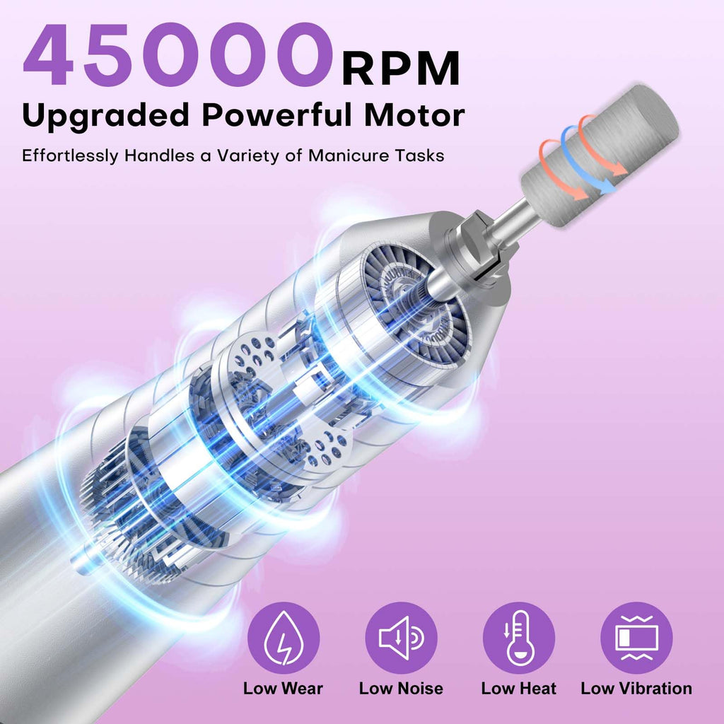 FTOYIN Rechargeable Electric Nail Drill with LCD Display and Bits