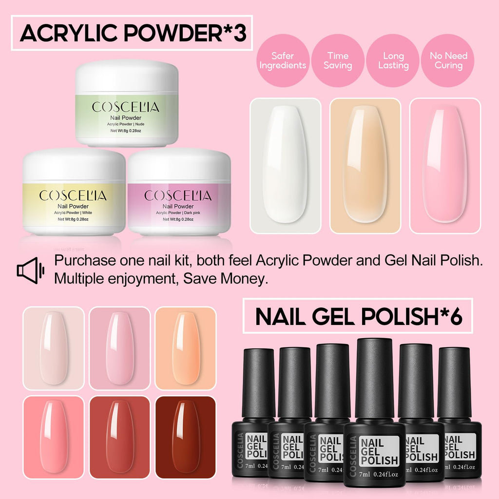 COSCELIA Acrylic Nail Kit with Acrylic Powder
