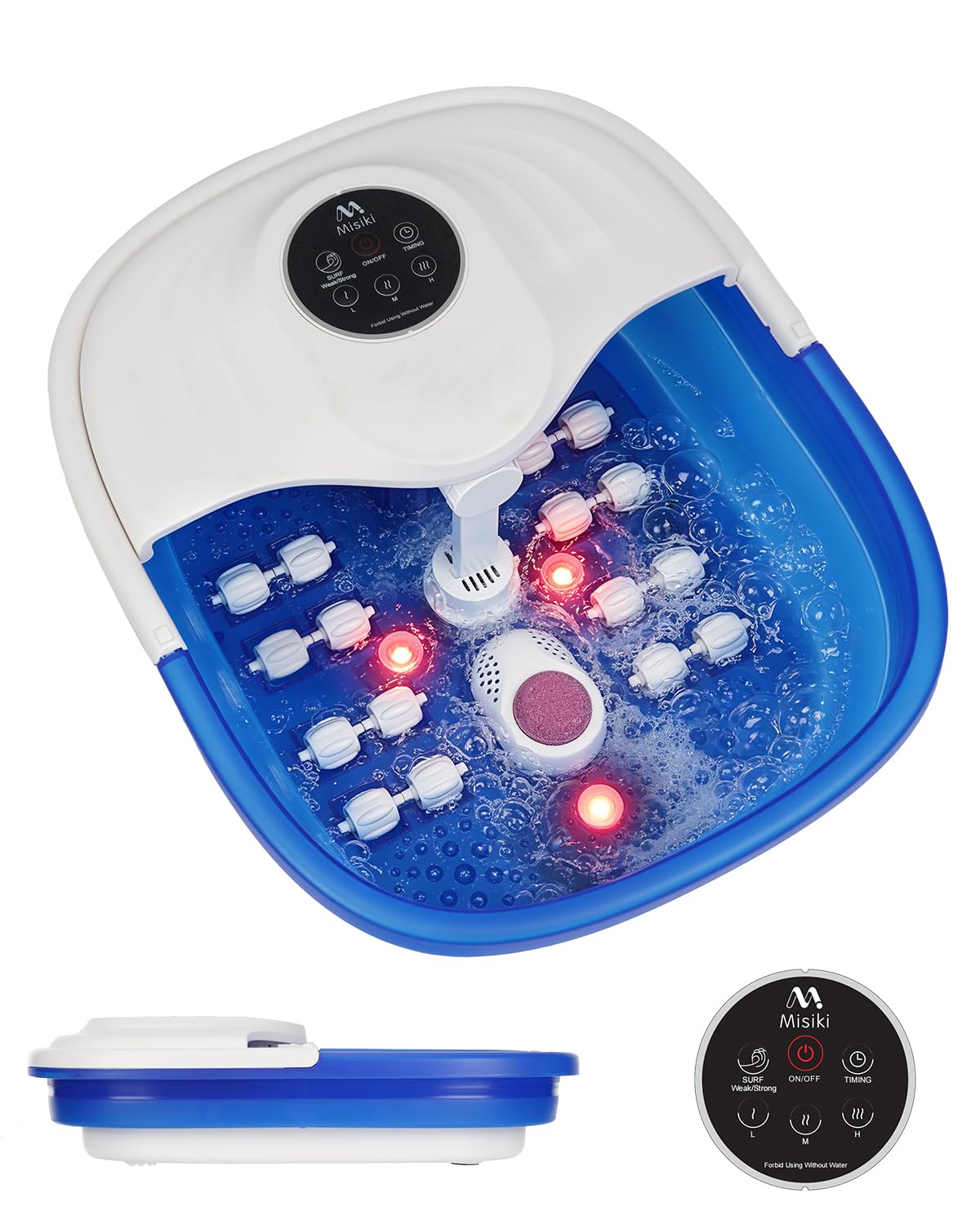 Royal Blue Collapsible Foot Spa Bath with Heat, Remote, Rollers & Red Light