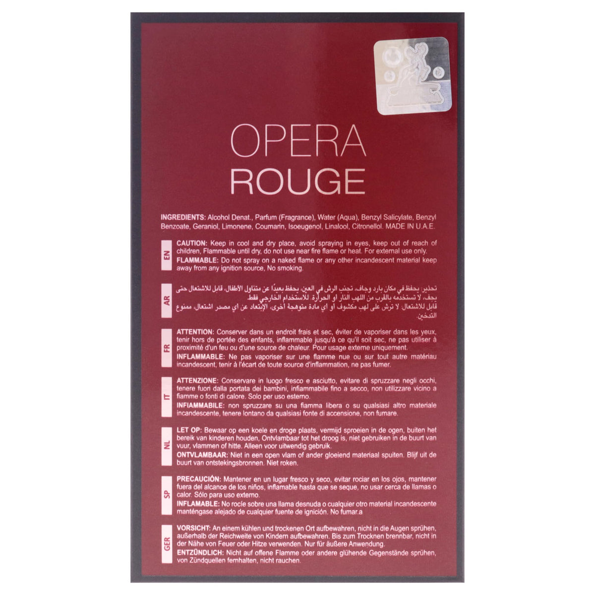 Maison Alhambra Opera Rouge Eau De Parfum Spray, 100ml