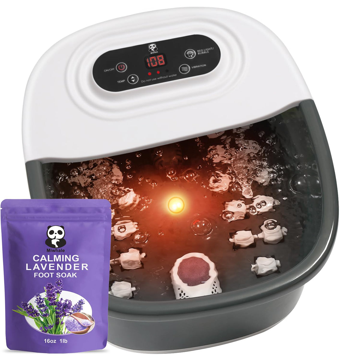 Miwhale Foot Spa Bath Massager with Heat, Bubbles, Vibration, Jets and Rollers