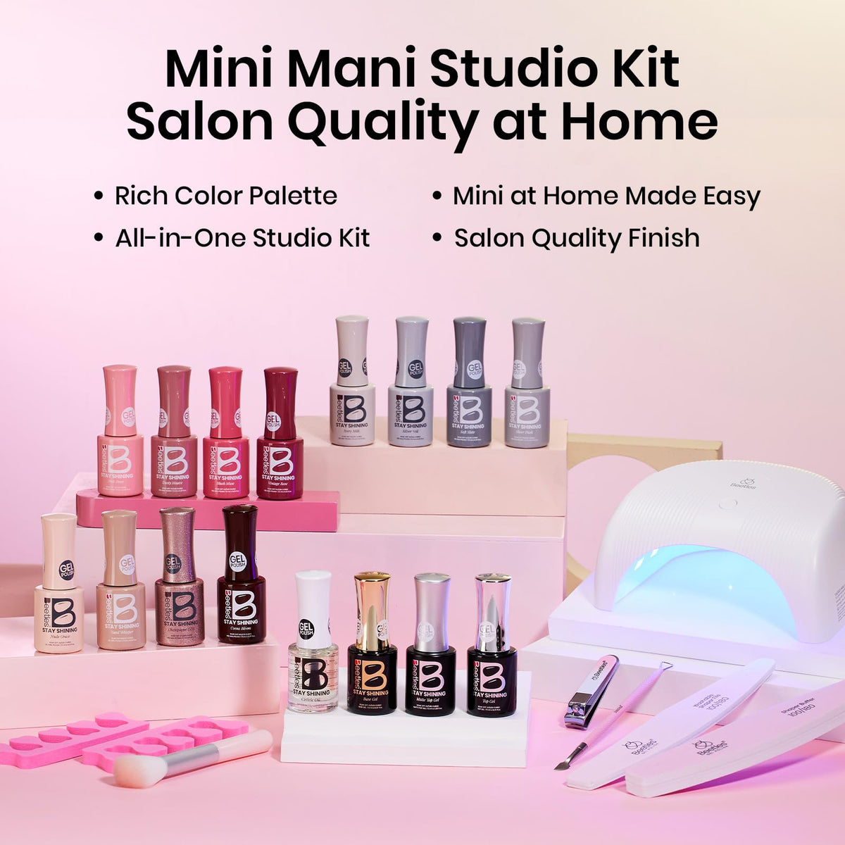 Beetles Gel Nail Polish Manicure Kit with UV/LED Lamp and Nail Tools