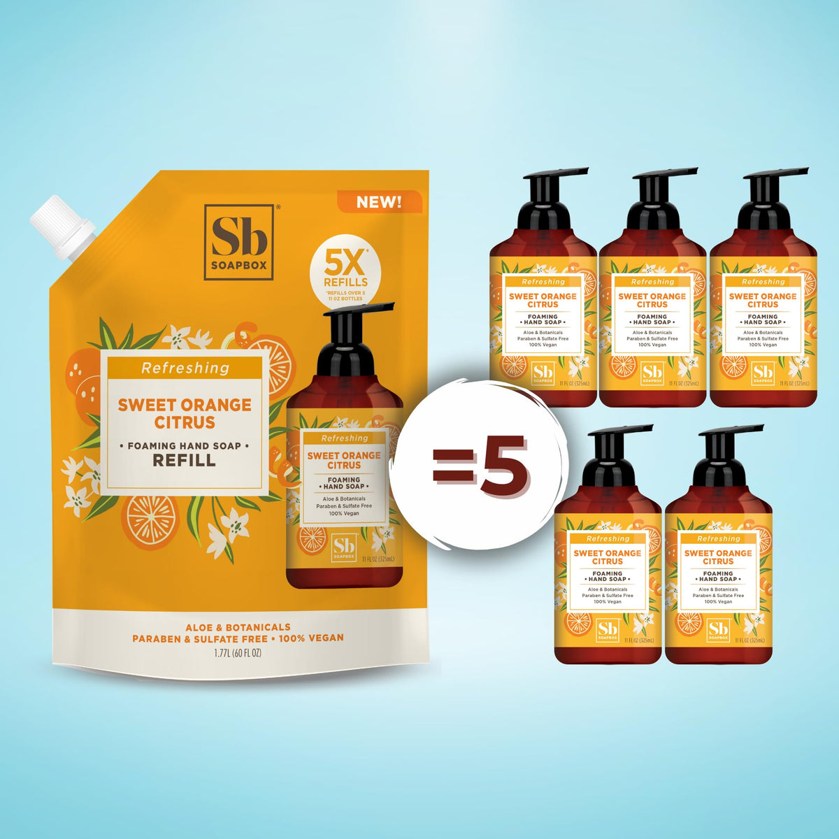 Soapbox Sweet Orange Citrus Foaming Hand Soap Refill, 64 oz
